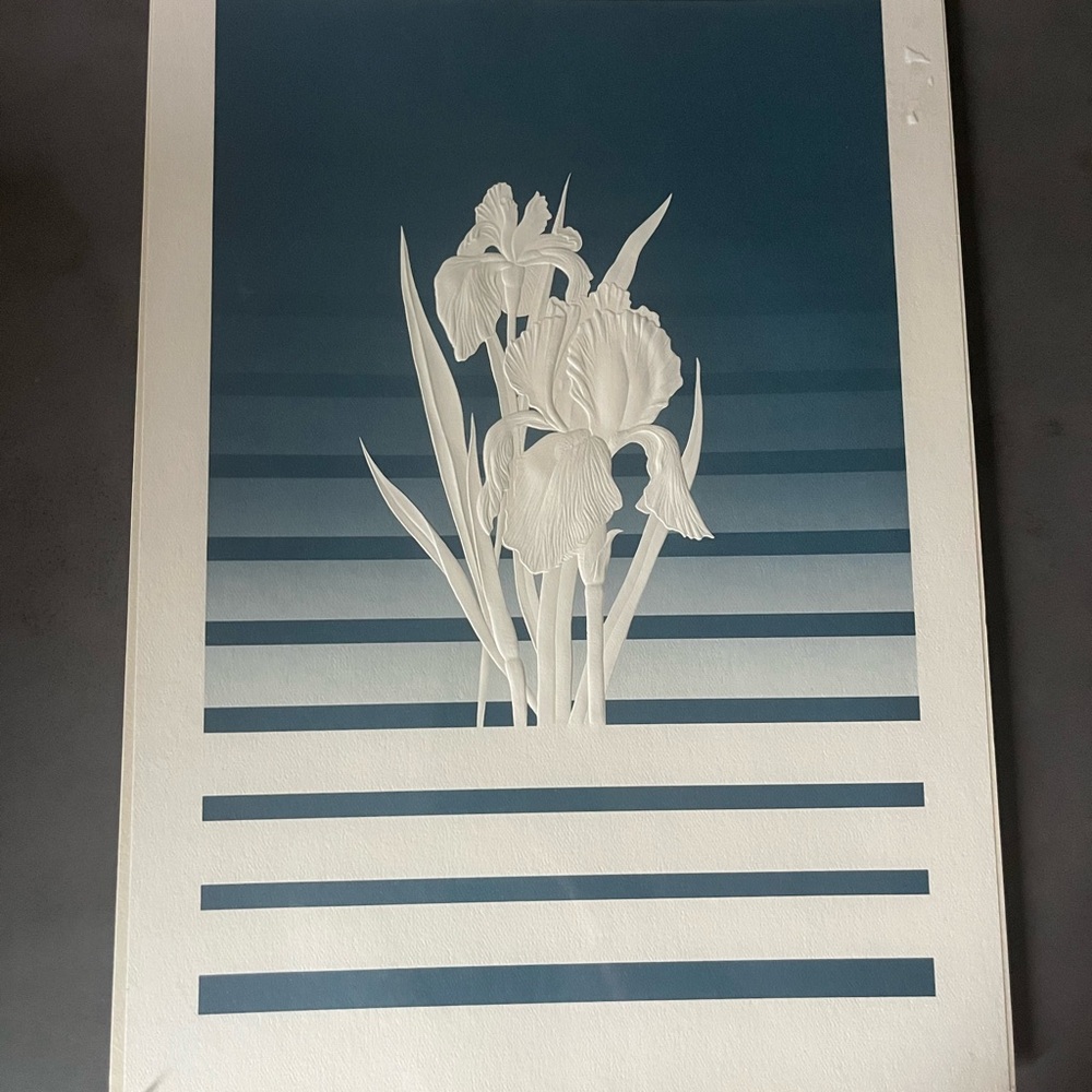 Vintage 70s 80s Serigraph floral fine art interior design